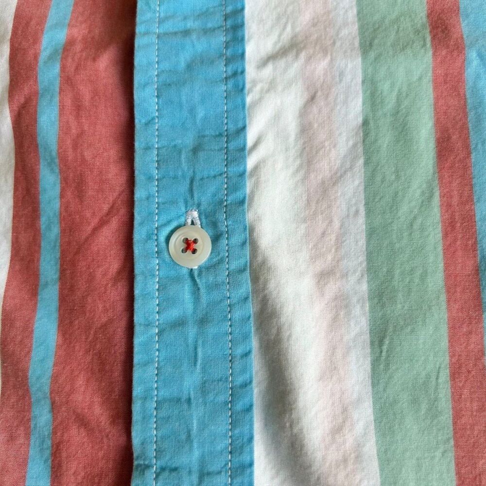 Colorful Cotton Poplin Madras Plaid Shirt Southern Pines Blue Pink Yellow Mens L - Picture 12 of 13